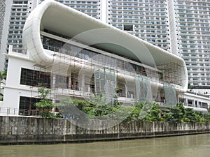 View of modern buildings along the Pasig river, Manila, Philippines