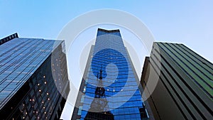 View of modern buildings and blue sky in Paulista Avenue