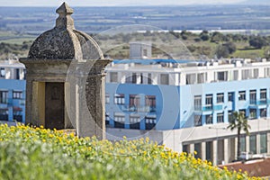 View of modern buildings from old town forts, Elvas