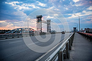 View of modern concrete bridge over river