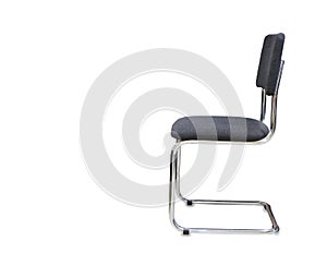 View of modern office chair from gray cloth over white