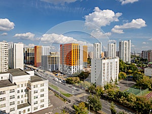 View of modern residential areas on the outskirts of Moscow