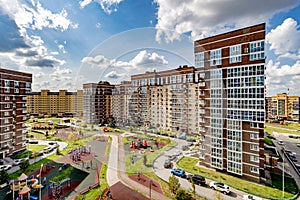 View of modern residential areas on the outskirts of Moscow