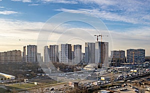 View of modern residential areas on the outskirts of Moscow