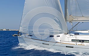 Modern sailing yacht in action