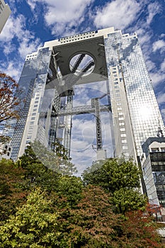 view of the modern umeda sky building