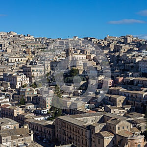 View of Modica and the San Giorgio cathedral, Sicily,