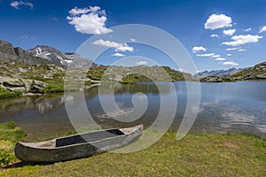 View at Moesola alpine lake near San Bernardino mountain pass, Switzerland