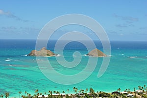 View of Mokolua Islands, Lanikai Beach Oahu