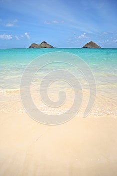 View of Mokolua Islands, Lanikai Beach Oahu