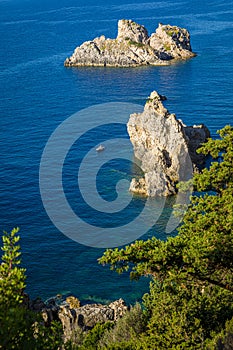 View from Monastery of Paleokastritsa on Corfu island