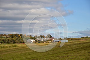 View of Monastic courtyard Saburovo on sunny autumn day, Sergiev Posad district, Moscow  region, Russia