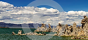 View of Mono Lake with Snow Capped Mountains, California