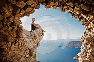 View from Monolithos, landscape at the island Rhodes, Greece