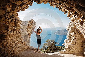 View from Monolithos, landscape at the island Rhodes, Greece