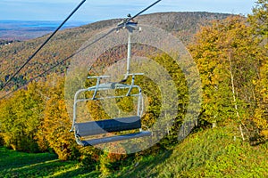 A view from the Mont Sutton chair-lift in Autumn.