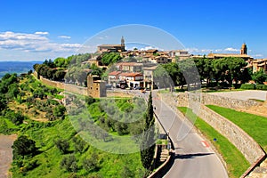 View of Montalcino town from the Fortress in Val d`Orcia, Tuscan