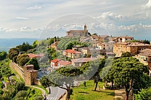 View of Montalcino town from the Fortress in Val d`Orcia, Tuscan