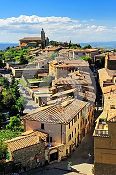 View of Montalcino town from the Fortress in Val d`Orcia, Tuscan