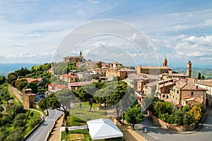 View of Montalcino town from the Fortress in Val d`Orcia, Tuscan