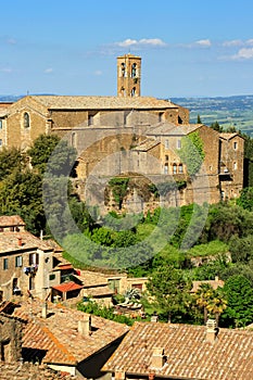 View of Montalcino town from the Fortress in Val d`Orcia, Tuscan