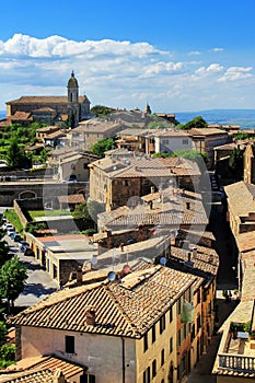 View of Montalcino town from the Fortress in Val d `Orcia, Tuscan