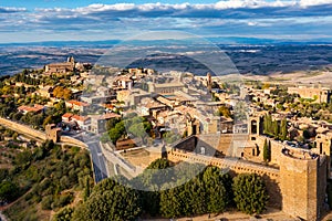 View of Montalcino town, Tuscany, Italy. The town takes its name from a variety of oak tree that once covered the terrain. View of