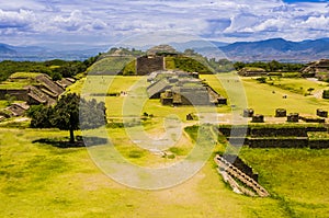 View of Monte Alban, the ancient city of Zapotecs, Oaxaca, Mexico