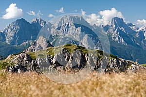 View of Monte Ferro, Passo Sesis, Carnic Alps, Dolomites, Italy