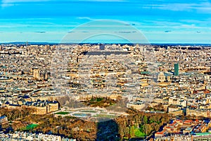 View from the Montparnasse tower on Paris in early spring