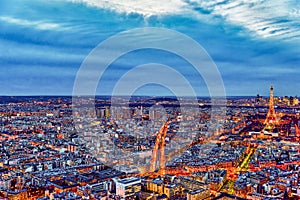 View from the Montparnasse tower on Paris in early spring