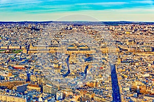 View from the Montparnasse tower on Paris in early spring