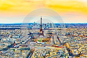 View from the Montparnasse tower on Paris in early spring