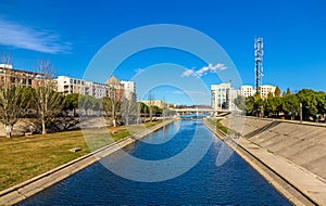 View of Montpellier over the river Lez