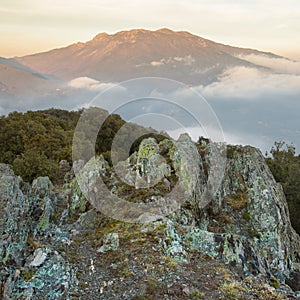 View on Montseny massif from rocky outpost