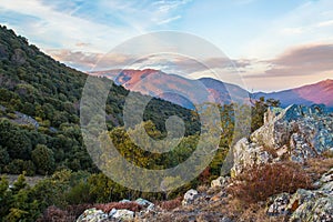 View on Montseny massif from rocky outpost