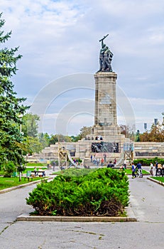 View of the monument of the soviet army in Sofia, Bulgaria