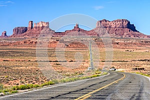 View of Monument Valley in Navajo Nation Reservation between Utah and Arizona