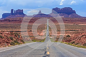 View of Monument Valley in Navajo Nation Reservation between Utah and Arizona