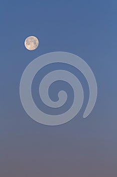 view on Moon in clear blue sky