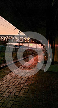 View of morning at railway station.