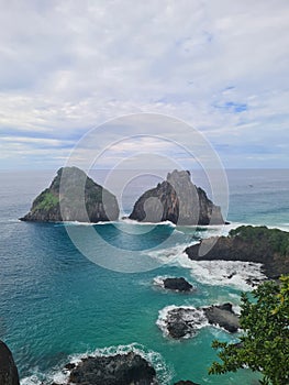 View of morro dois irmãos, a well known tourist destination worldwide. A natural beauty and a classic postcard image of Fernando