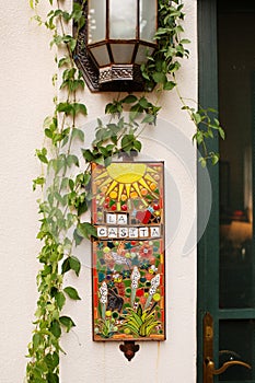 View of a mosaic Casita sign