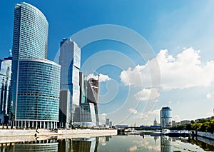 View on Moscow City buildings