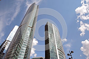 Moscow City Business Center. Blue sky background.