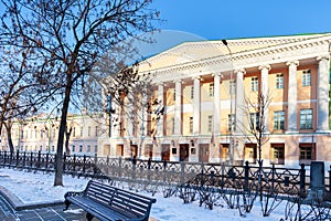 View of Moscow City Duma building from boulevard photo