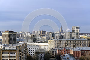 View of Moscow city with the Lomonosov State University of Moscow