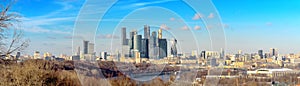 View of the Moscow City with the Vorobyovy Hills