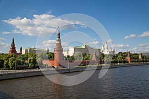 View of the Moscow Kremlin and the Kremlin embankment on a clear Sunny day