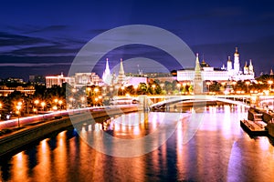 View of Moscow Kremlin in the night. Russia